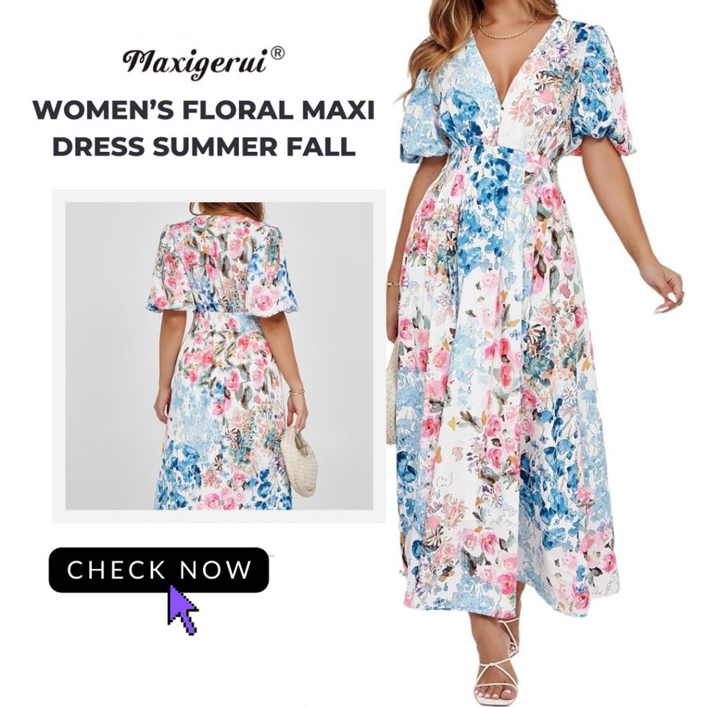 ✨ Maxigerui | Women's floral maxi dress summer fall